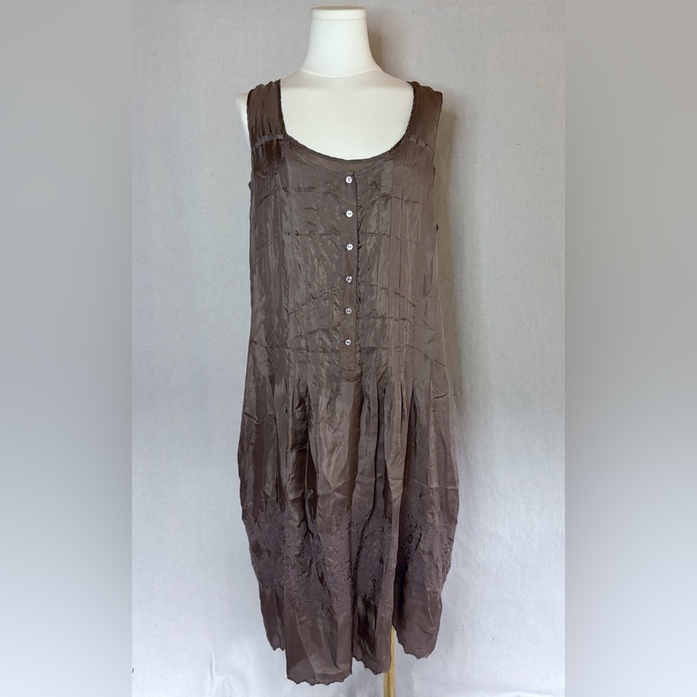 Johnny Was brown silk dress size small